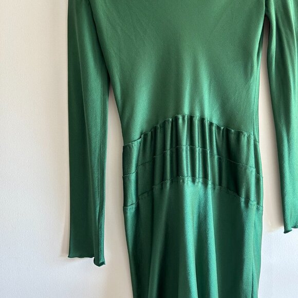 Alberta Ferretti Silk Green Long Sleeve Midi Dress - Picture 6 of 10